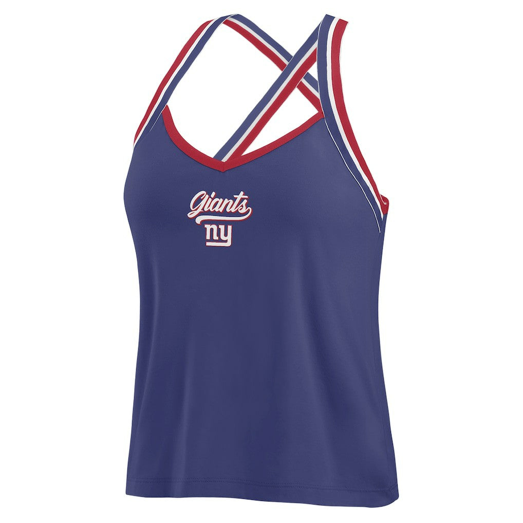New York Giants WEAR by Erin Andrews Women's Cross Strap Tri-Blend Tank Top Royal