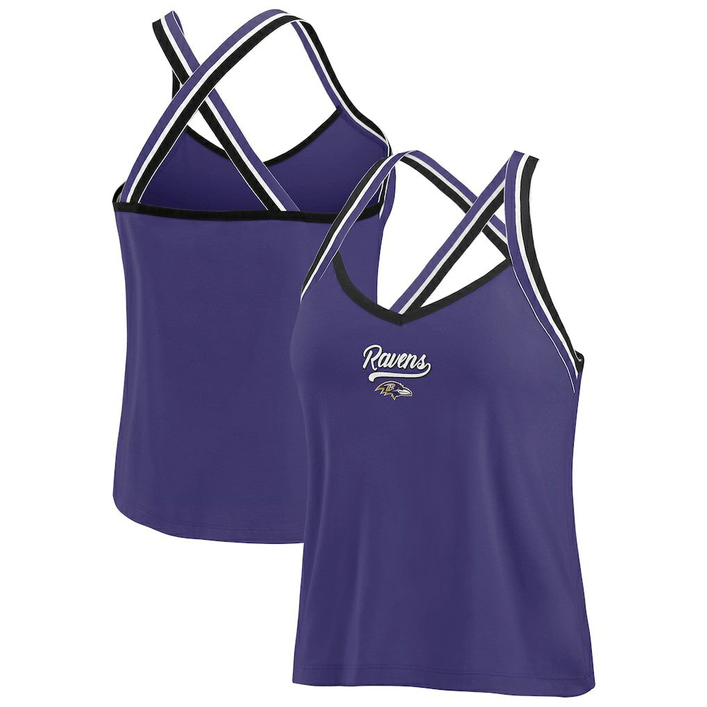 Baltimore Ravens WEAR by Erin Andrews Women's Cross Strap Tri-Blend Tank Top Purple