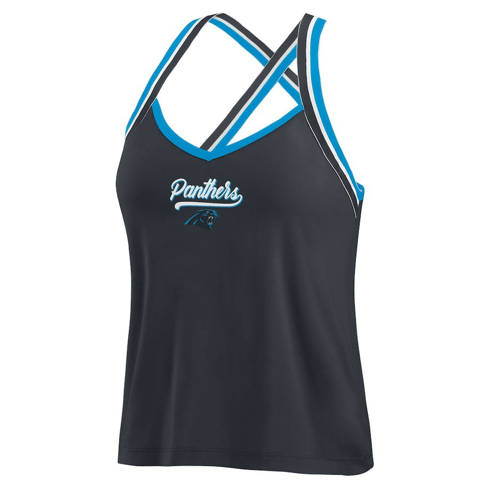 Carolina Panthers WEAR by Erin Andrews Women's Cross Strap Tri-Blend Tank Top Black
