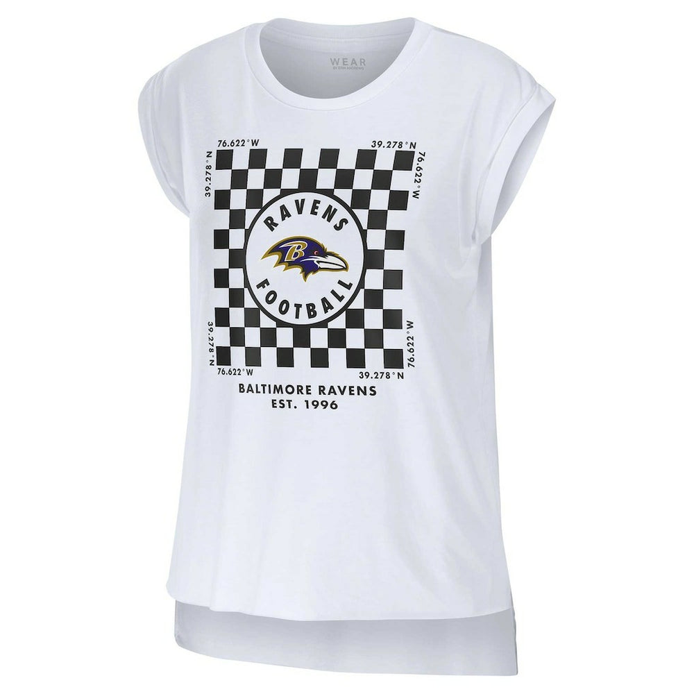Baltimore Ravens WEAR by Erin Andrews Women's Checker Muscle Tank Top White