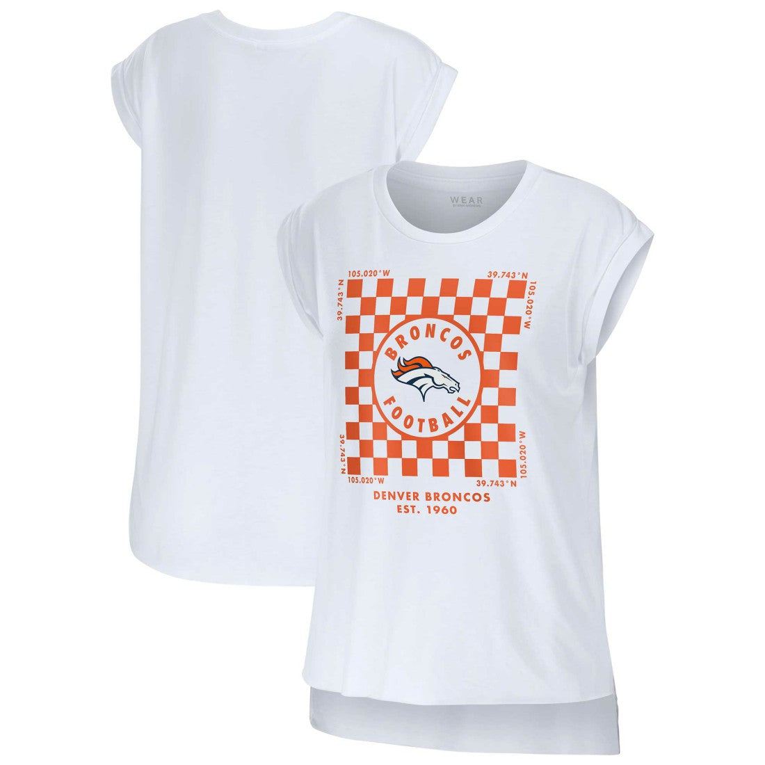 Denver Broncos WEAR by Erin Andrews Women's Checker Muscle Tank Top White