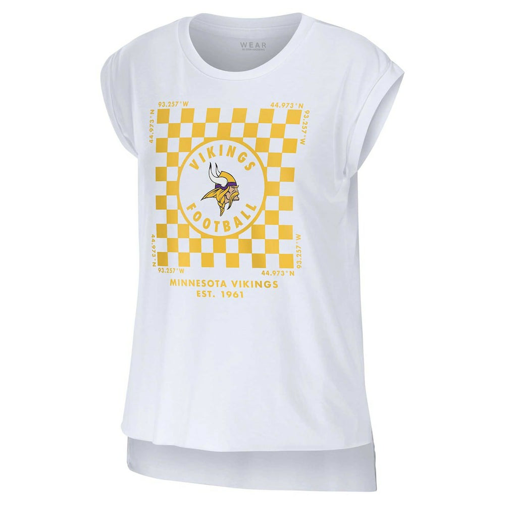 Minnesota Vikings WEAR by Erin Andrews Women's Checker Muscle Tank Top White