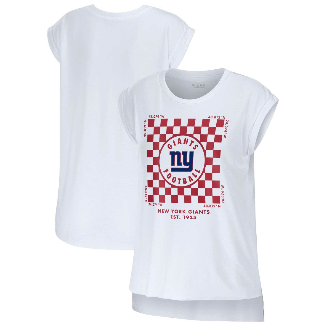New York Giants WEAR by Erin Andrews Women's Checker Muscle Tank Top White
