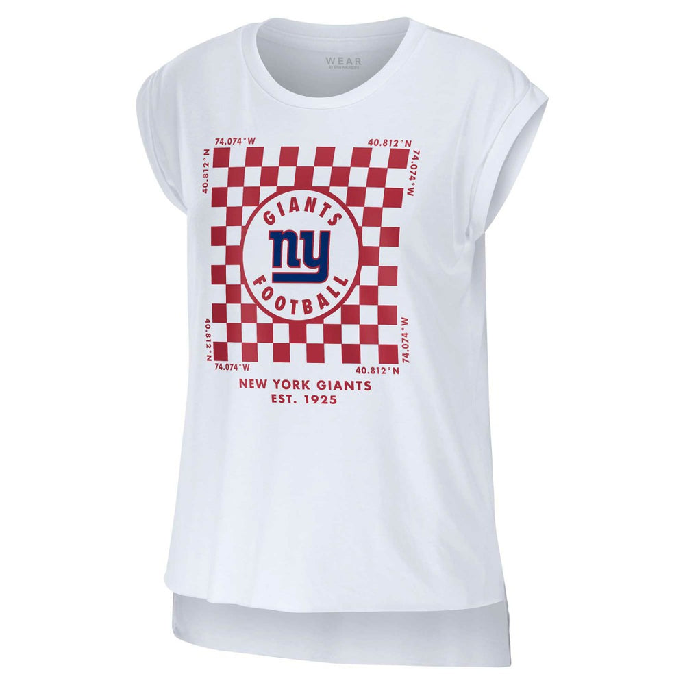 New York Giants WEAR by Erin Andrews Women's Checker Muscle Tank Top White