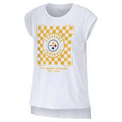 Pittsburgh Steelers WEAR by Erin Andrews Women's Checker Muscle Tank Top White