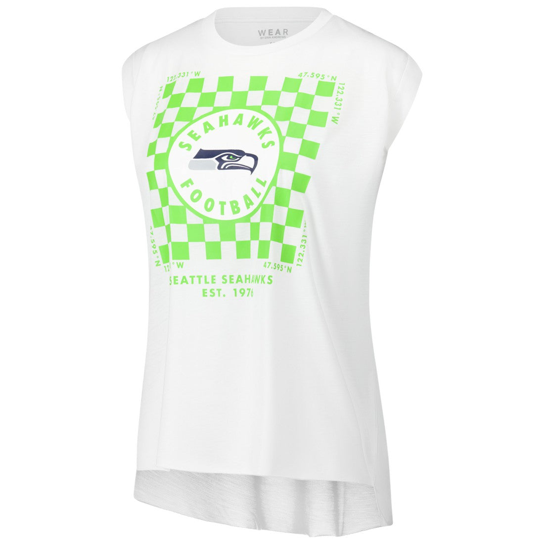 Seattle Seahawks WEAR by Erin Andrews Women's Checker Muscle Tank Top White