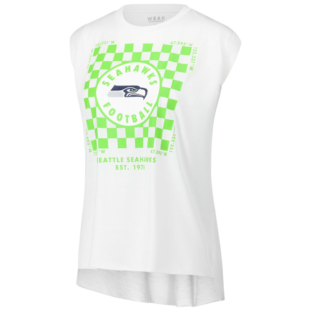 Seattle Seahawks WEAR by Erin Andrews Women's Checker Muscle Tank Top White