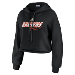 Cleveland Browns WEAR by Erin Andrews Women's Prime Cropped Pullover Hoodie Black