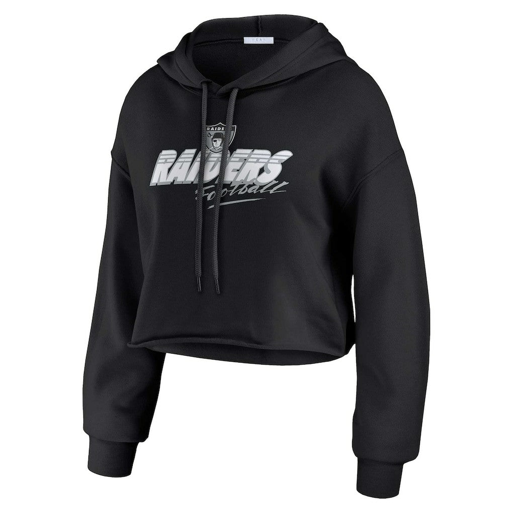 Las Vegas Raiders WEAR by Erin Andrews Women's Prime Cropped Pullover Hoodie Black