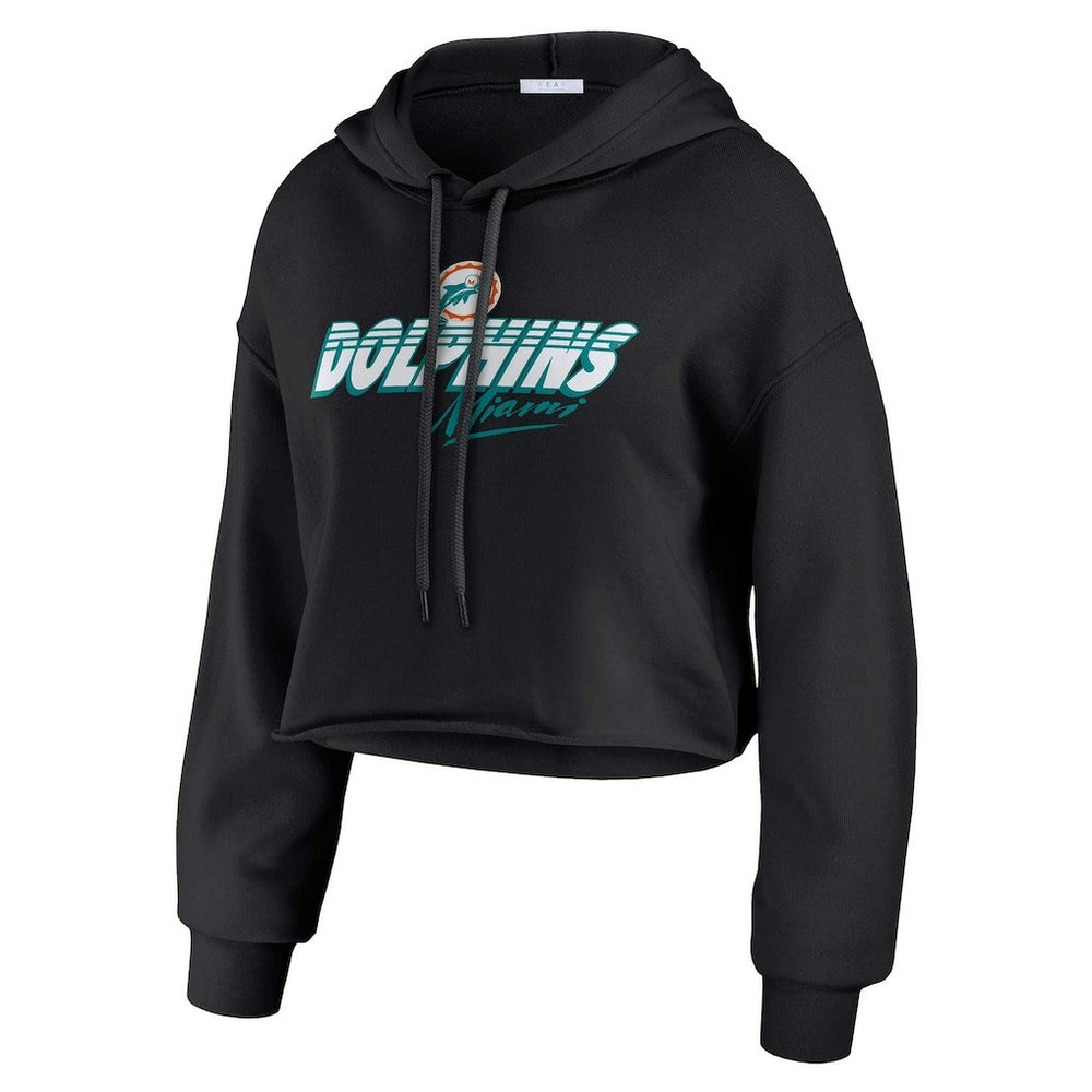 Miami Dolphins WEAR by Erin Andrews Women's Prime Cropped Pullover Hoodie Black
