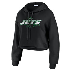 New York Jets WEAR by Erin Andrews Women's Prime Cropped Pullover Hoodie Black