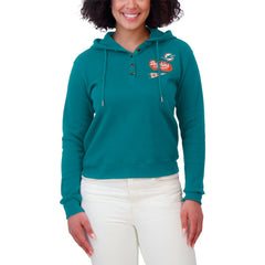 Miami Dolphins WEAR by Erin Andrews Women's Waffle-Knit Pullover Hoodie Aqua