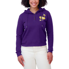 Minnesota Vikings WEAR by Erin Andrews Women's Waffle-Knit Pullover Hoodie Purple
