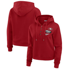 San Francisco 49ers WEAR by Erin Andrews Women's Waffle-Knit Pullover Hoodie Scarlet