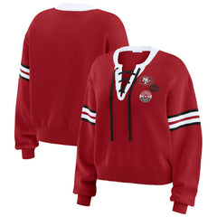 San Francisco 49ers WEAR by Erin Andrews Women's Lace-Up Sweater Scarlet