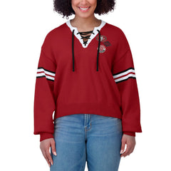 San Francisco 49ers WEAR by Erin Andrews Women's Lace-Up Sweater Scarlet
