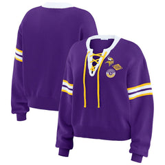 Minnesota Vikings WEAR by Erin Andrews Women's Lace-Up Sweater Purple