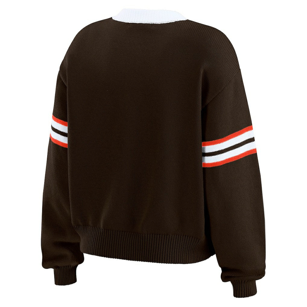 Cleveland Browns WEAR by Erin Andrews Women's Lace-Up Sweater Brown