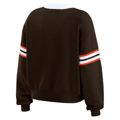 Cleveland Browns WEAR by Erin Andrews Women's Lace-Up Sweater Brown