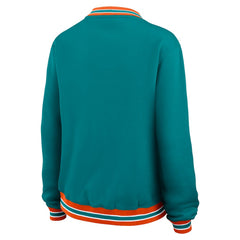 Miami Dolphins WEAR by Erin Andrews Women's Oversized Long Sleeve V-Neck Sweatshirt Aqua