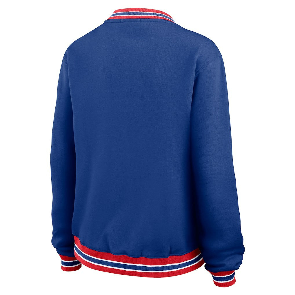 New England Patriots WEAR by Erin Andrews Women's Oversized Long Sleeve V-Neck Sweatshirt Navy