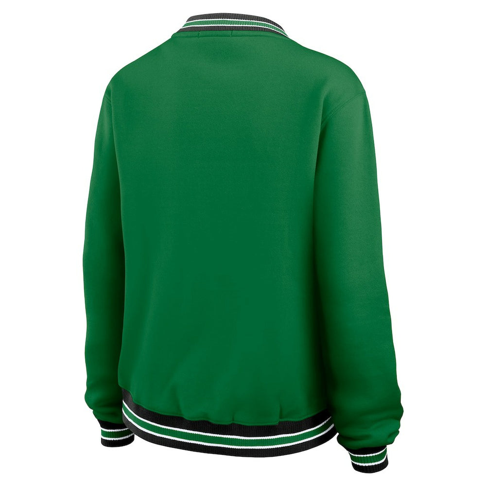 New York Jets WEAR by Erin Andrews Women's Oversized Long Sleeve V-Neck Sweatshirt Green