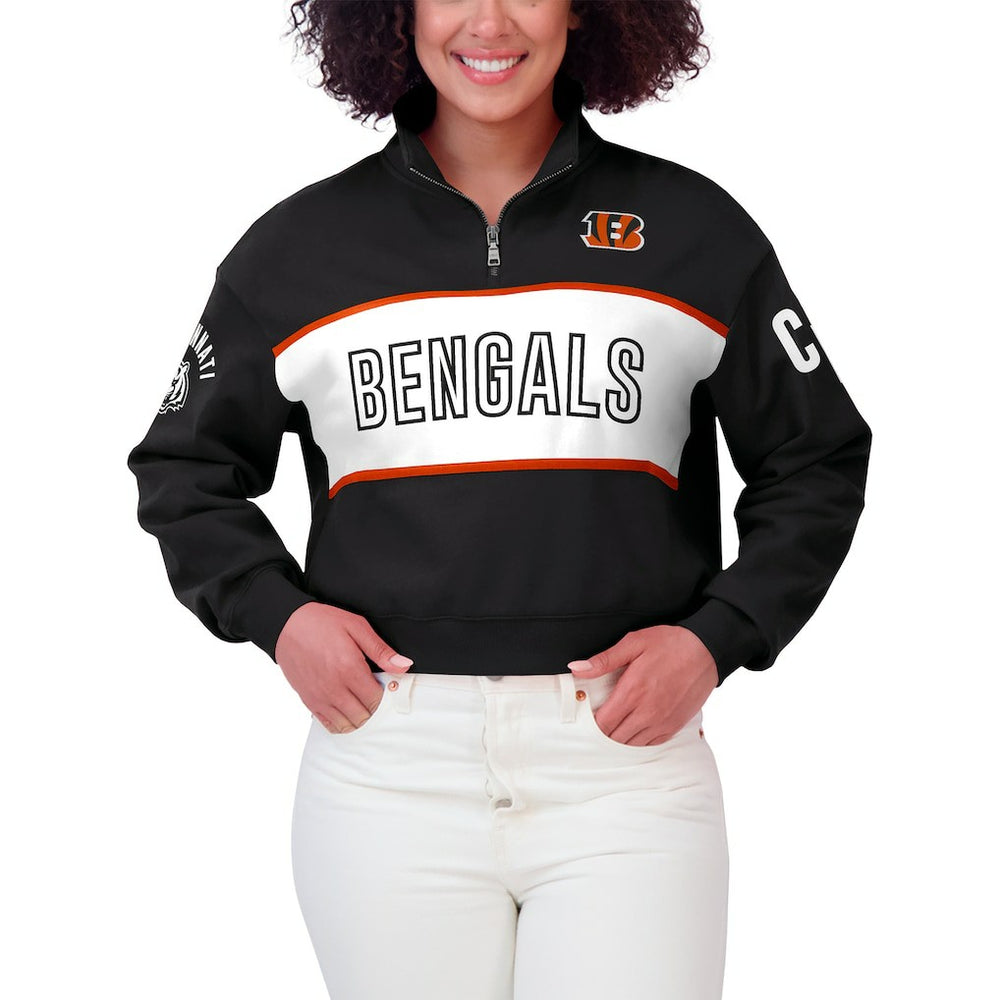 Cincinnati Bengals WEAR by Erin Andrews Women's Quarter-Zip Jacket Black