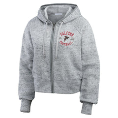 Atlanta Falcons WEAR by Erin Andrews Women's Speckled Fleece Cropped Full-Zip Hoodie Heather Gray