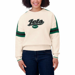 New York Jets WEAR by Erin Andrews Women's Stripe Pullover Sweater Cream