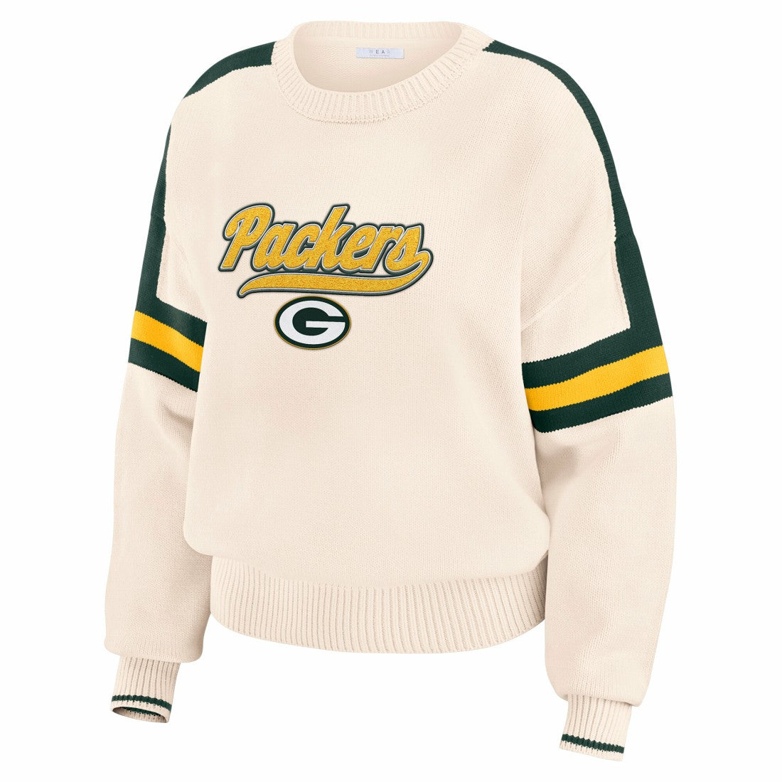 Green Bay Packers WEAR by Erin Andrews Women's Stripe Pullover Sweater Cream