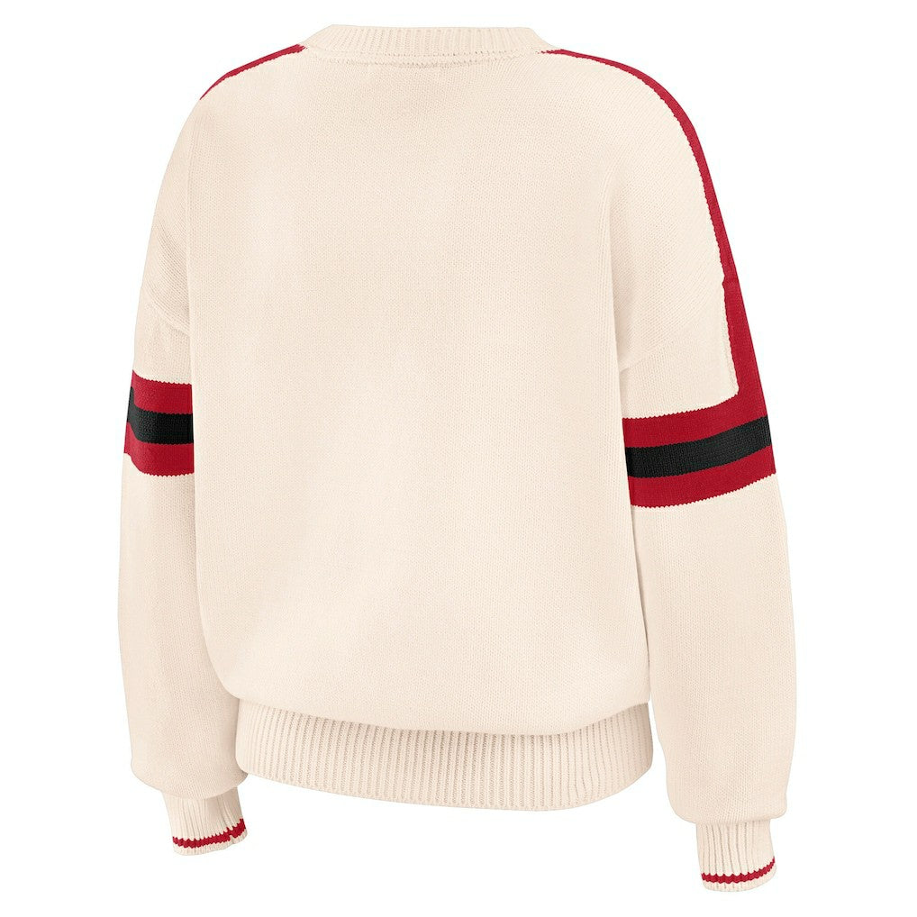 San Francisco 49ers WEAR by Erin Andrews Women's Stripe Pullover Sweater Cream