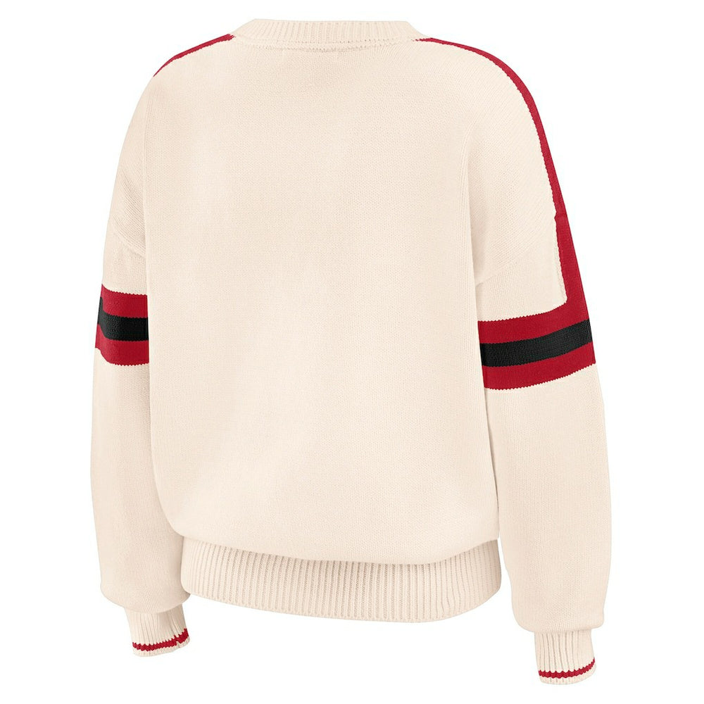 San Francisco 49ers WEAR by Erin Andrews Women's Stripe Pullover Sweater Cream
