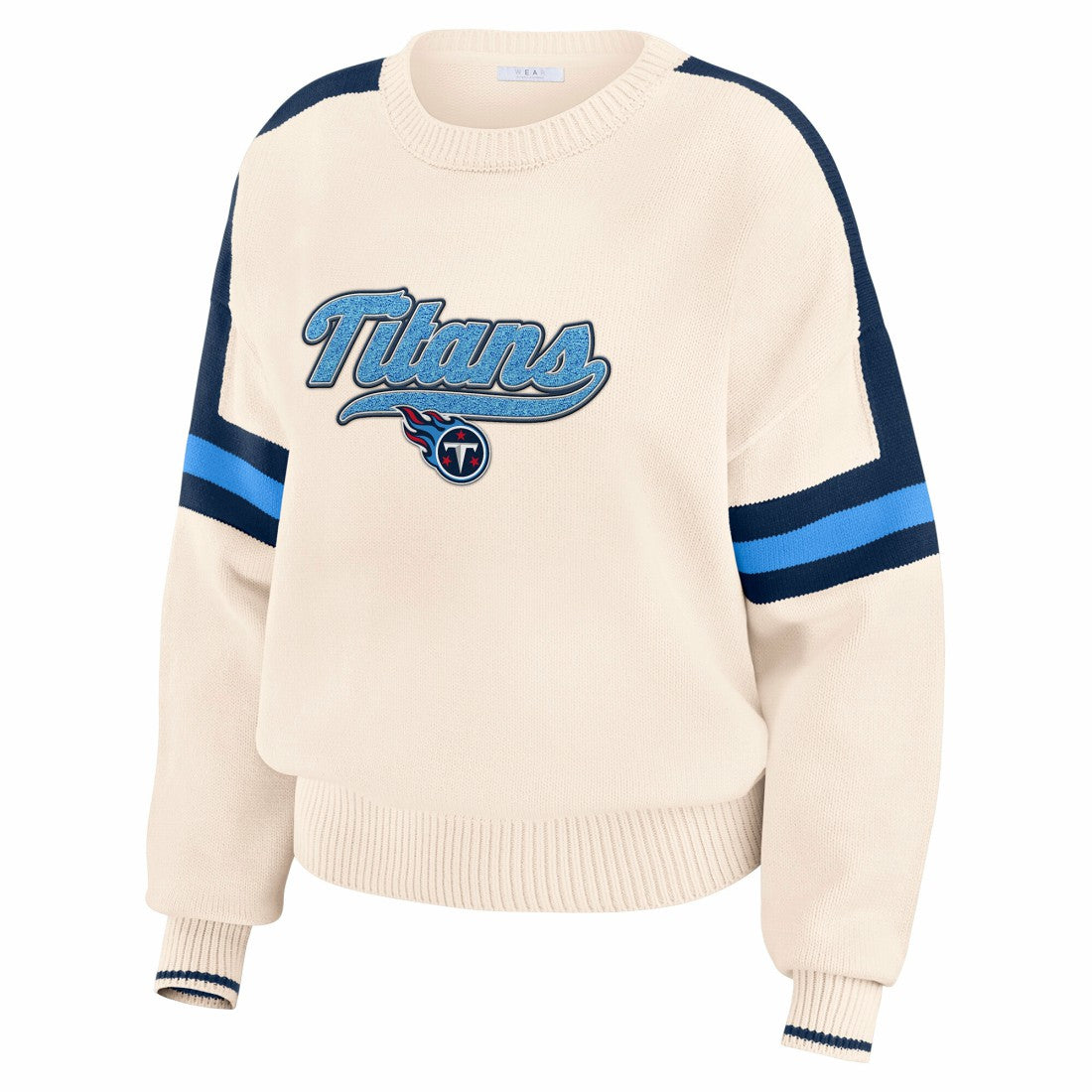 Tennessee Titans WEAR by Erin Andrews Women's Stripe Pullover Sweater Cream