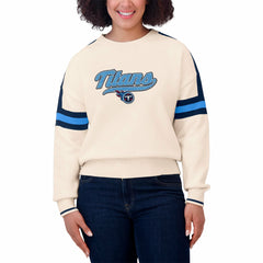 Tennessee Titans WEAR by Erin Andrews Women's Stripe Pullover Sweater Cream