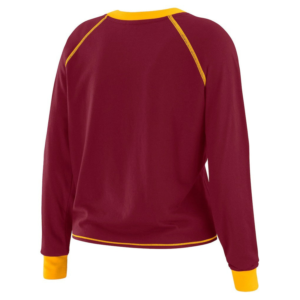 Washington Commanders WEAR by Erin Andrews Women's Tie-Front Long Sleeve T-Shirt Burgundy