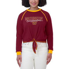 Washington Commanders WEAR by Erin Andrews Women's Tie-Front Long Sleeve T-Shirt Burgundy