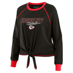 Kansas City Chiefs WEAR by Erin Andrews Women's Tie-Front Long Sleeve T-Shirt Black