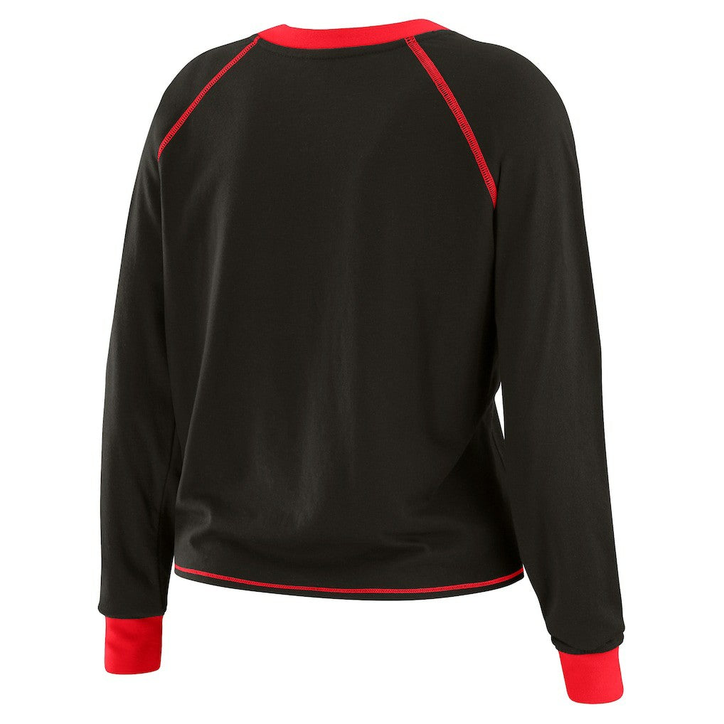 Kansas City Chiefs WEAR by Erin Andrews Women's Tie-Front Long Sleeve T-Shirt Black