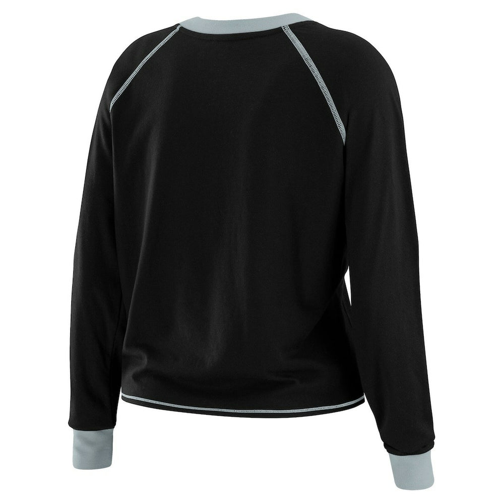 Las Vegas Raiders WEAR by Erin Andrews Women's Tie-Front Long Sleeve T-Shirt Black