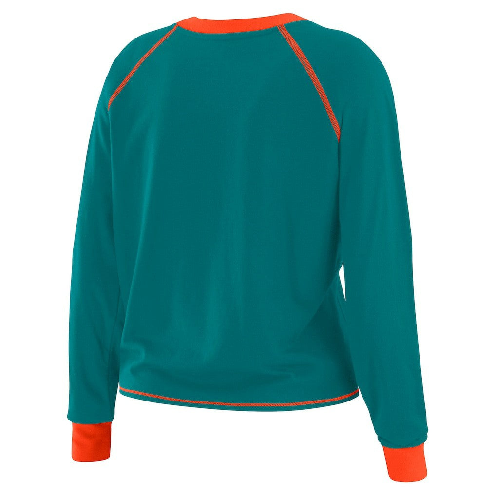 Miami Dolphins WEAR by Erin Andrews Women's Tie-Front Long Sleeve T-Shirt Aqua