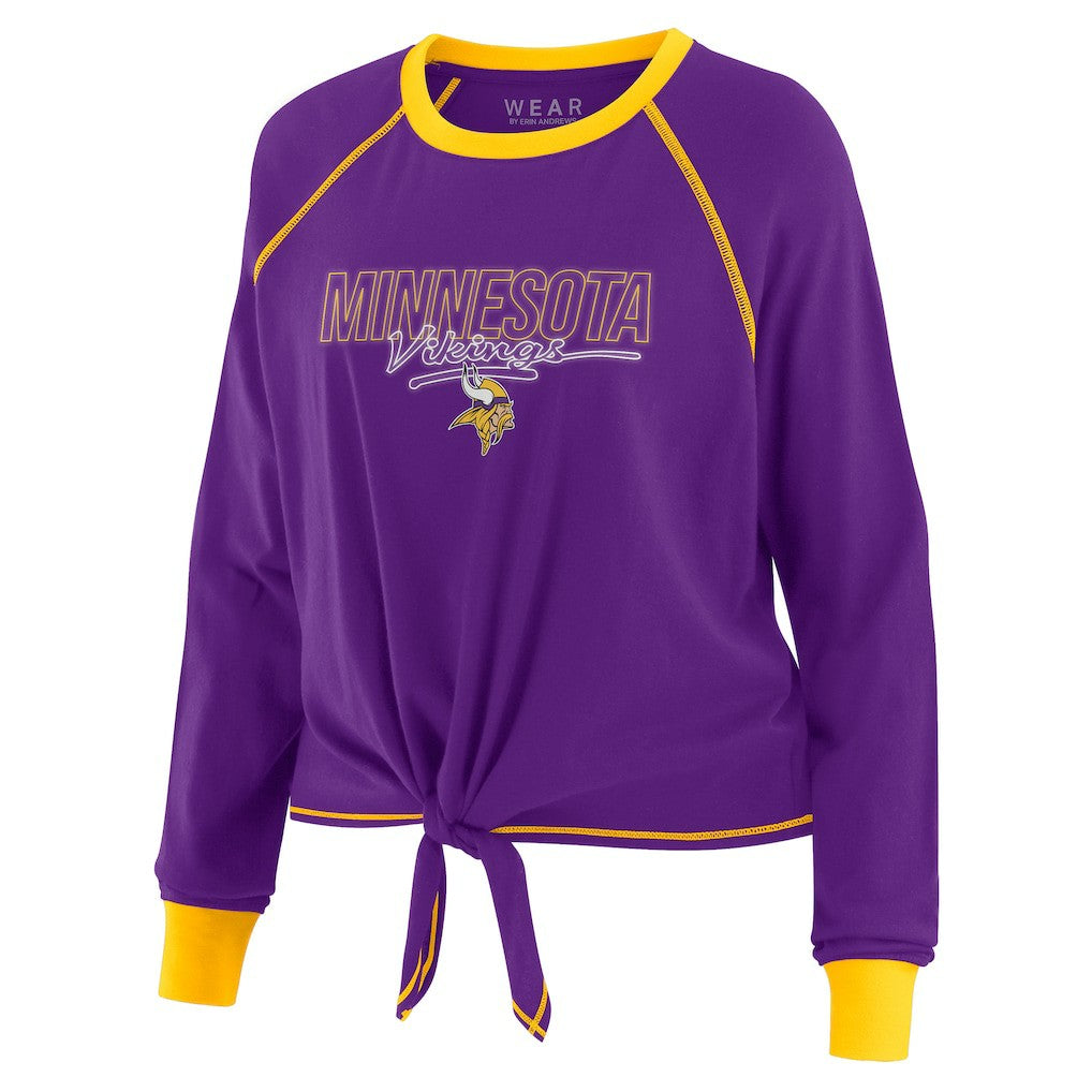 Minnesota Vikings WEAR by Erin Andrews Women's Tie-Front Long Sleeve T-Shirt Purple