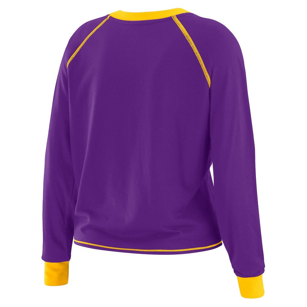 Minnesota Vikings WEAR by Erin Andrews Women's Tie-Front Long Sleeve T-Shirt Purple