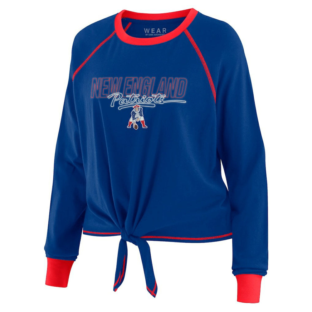 New England Patriots WEAR by Erin Andrews Women's Tie-Front Long Sleeve T-Shirt Royal
