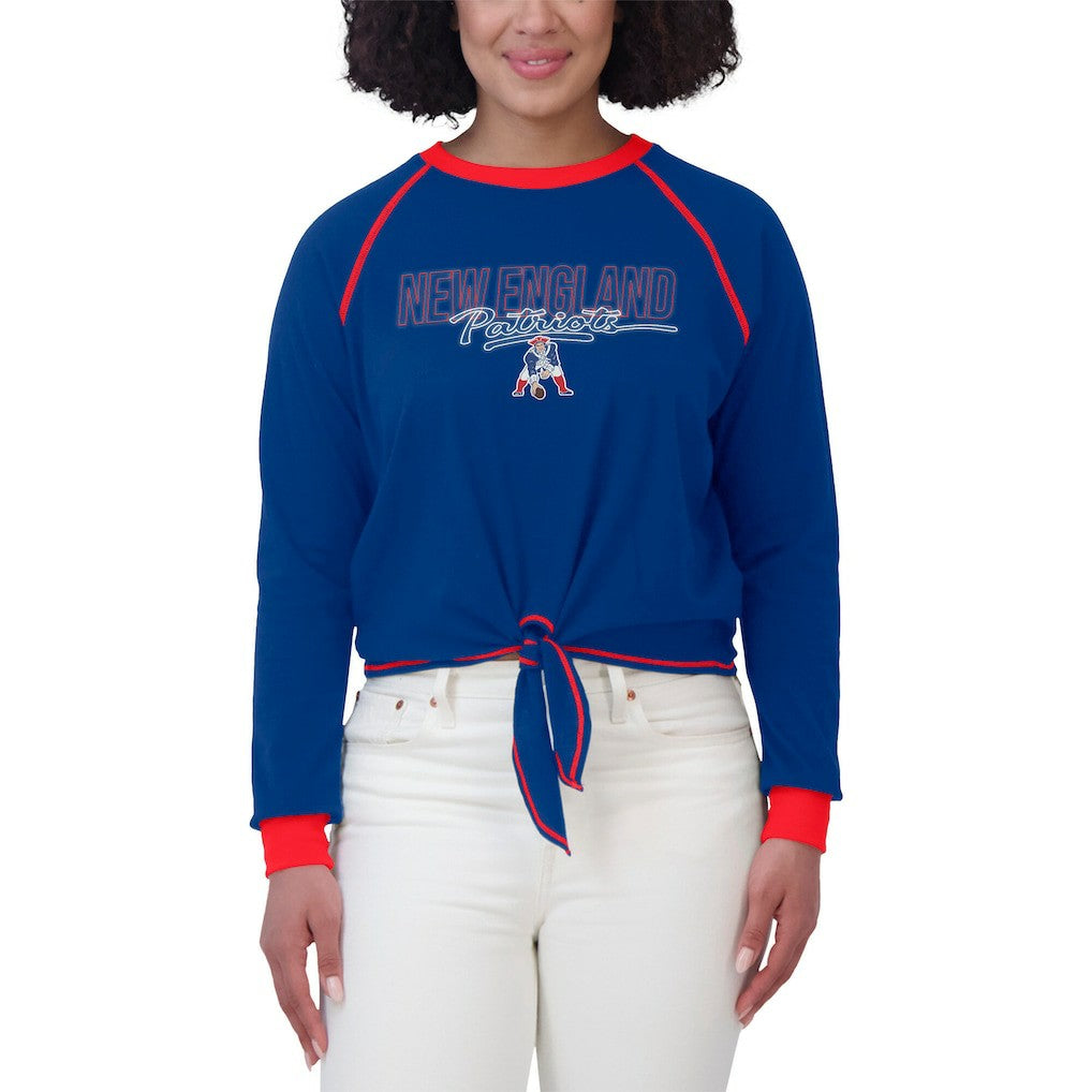 New England Patriots WEAR by Erin Andrews Women's Tie-Front Long Sleeve T-Shirt Royal