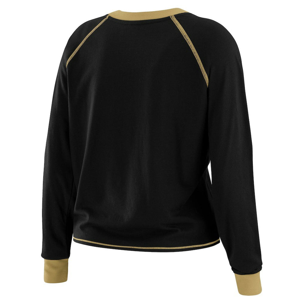 New Orleans Saints WEAR by Erin Andrews Women's Tie-Front Long Sleeve T-Shirt Black