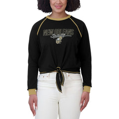 New Orleans Saints WEAR by Erin Andrews Women's Tie-Front Long Sleeve T-Shirt Black
