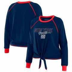 New York Giants WEAR by Erin Andrews Women's Tie-Front Long Sleeve T-Shirt Royal