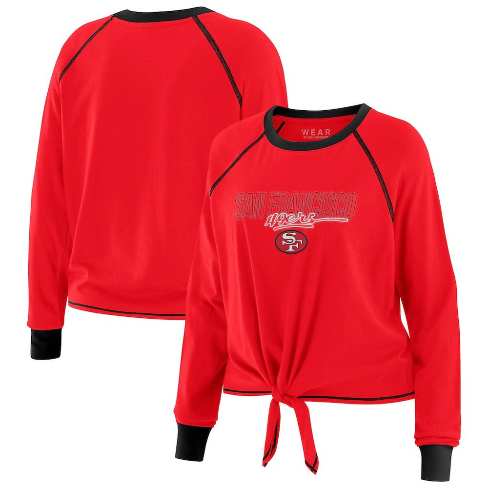 San Francisco 49ers WEAR by Erin Andrews Women's Tie-Front Long Sleeve T-Shirt Scarlet