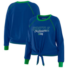 Seattle Seahawks WEAR by Erin Andrews Women's Tie-Front Long Sleeve T-Shirt Royal