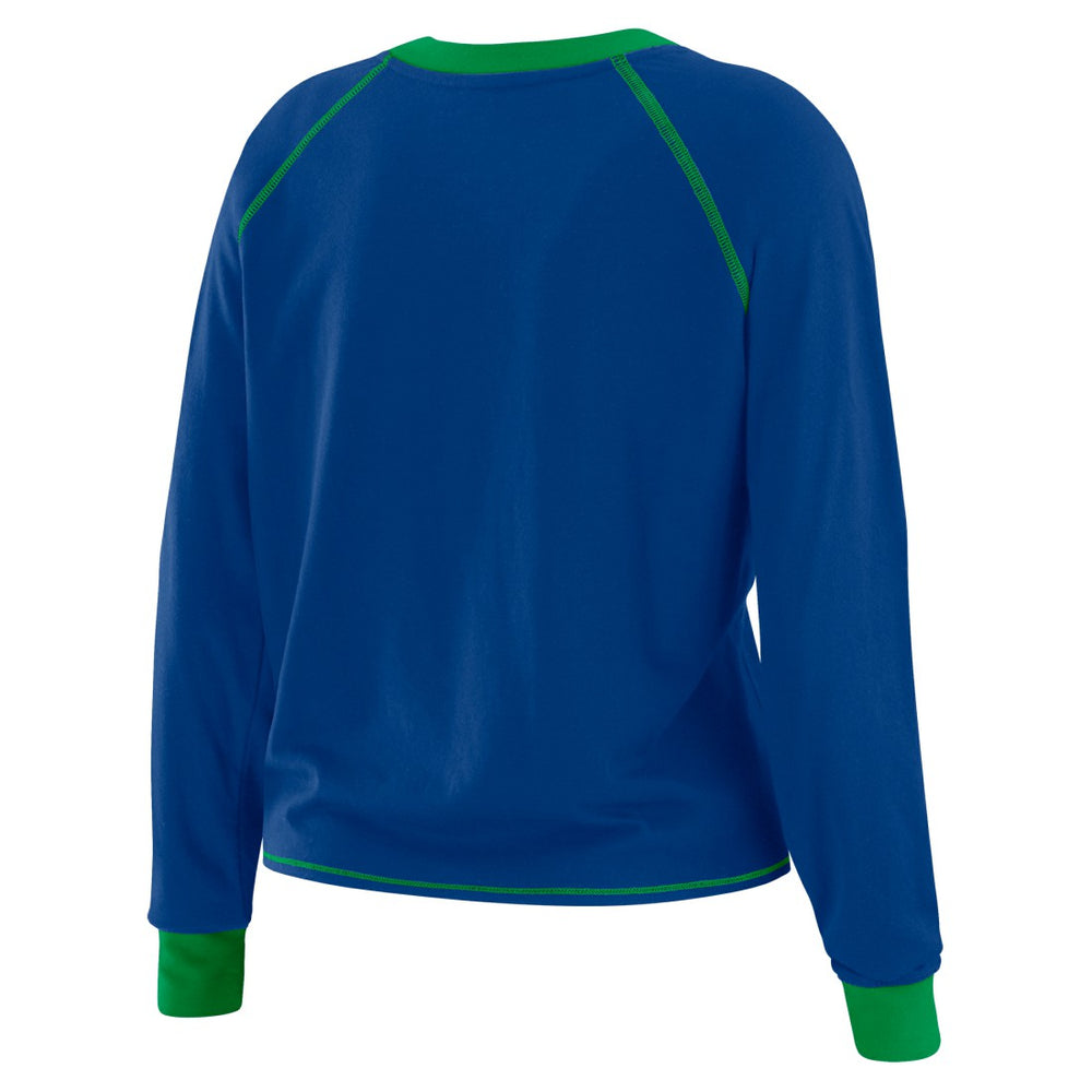 Seattle Seahawks WEAR by Erin Andrews Women's Tie-Front Long Sleeve T-Shirt Royal